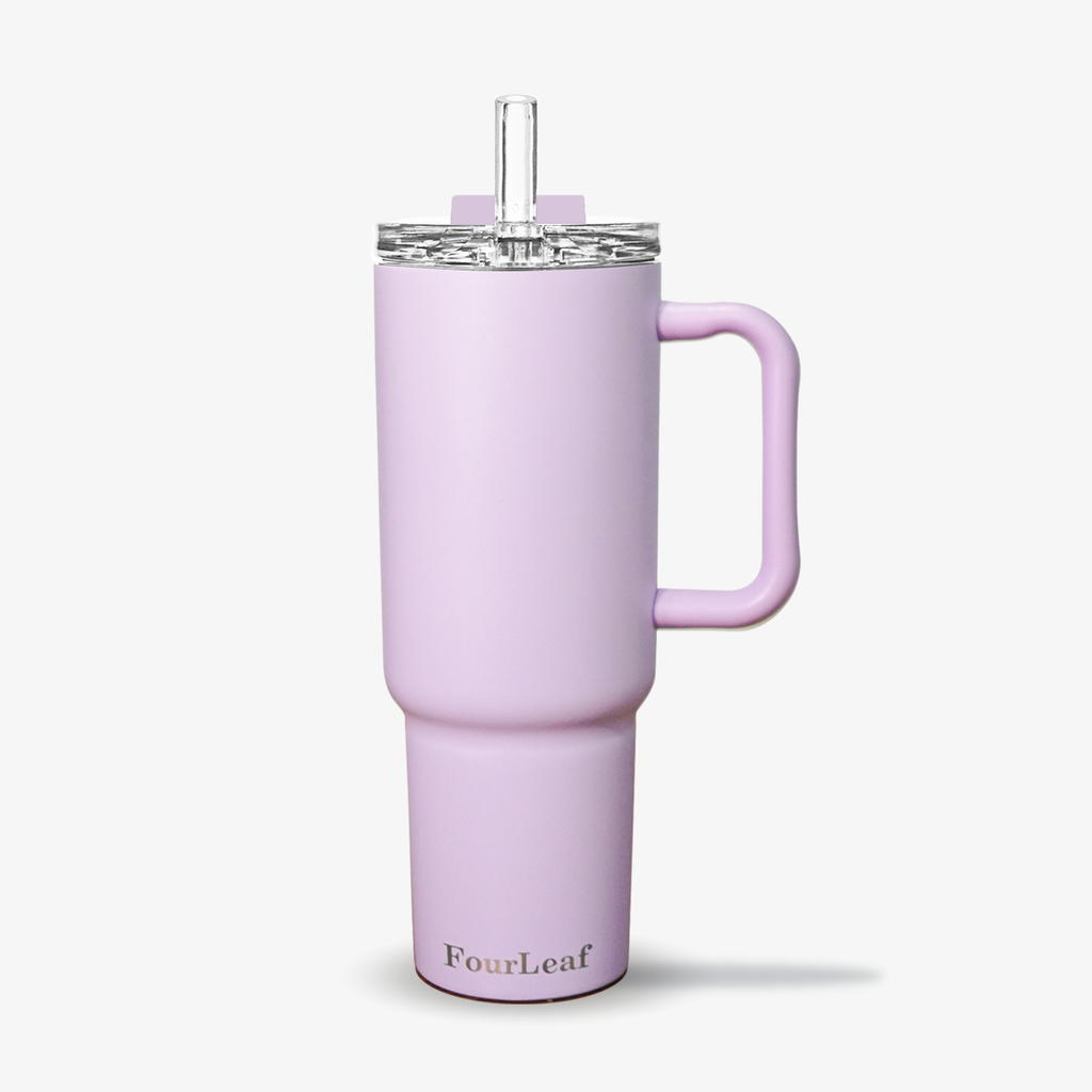 Hot drink tumbler with metal straw + 1 sticker page – Juicy Leaf